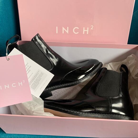 Inch2 Handmade Leather Chelsea Ankle Patent Boots New In Box